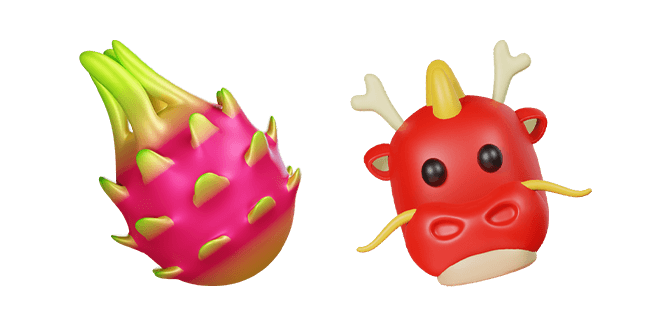 dragon fruit & cute dragon 3D custom cursor