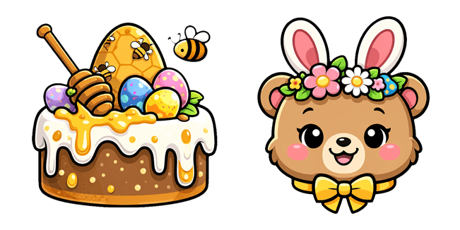 easter cute bear honey cake custom cursor