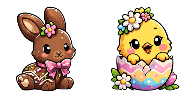 easter cute chocolate bunny chick custom cursor