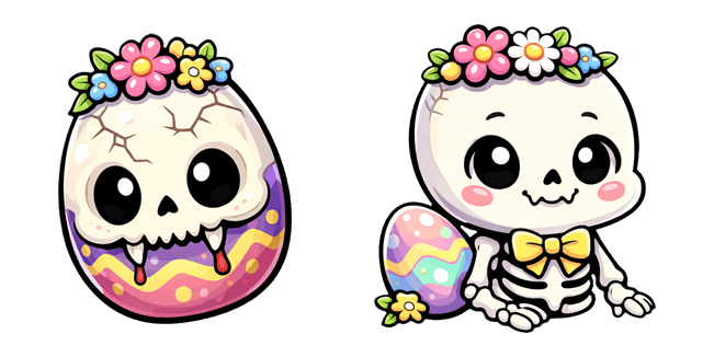 easter cute skeleton skull egg custom cursor