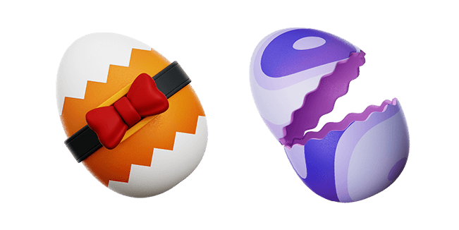 easter egg with ribbon tie & egg shell 3D custom cursor