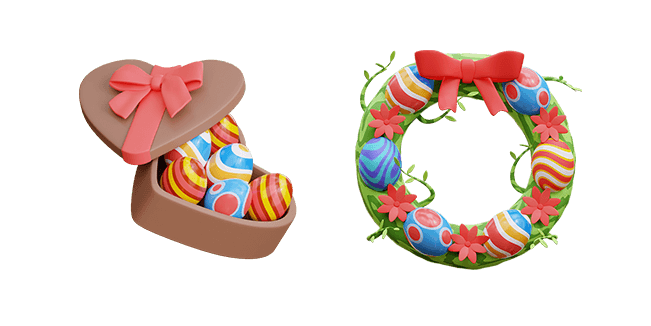 easter eggs gift & easter wreath 3D custom cursor