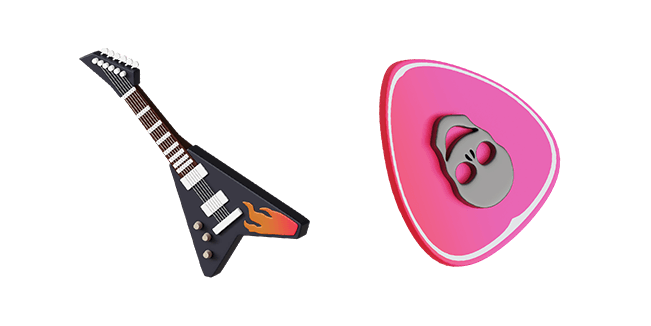 electric guitar & pink guitar pick 3D custom cursor