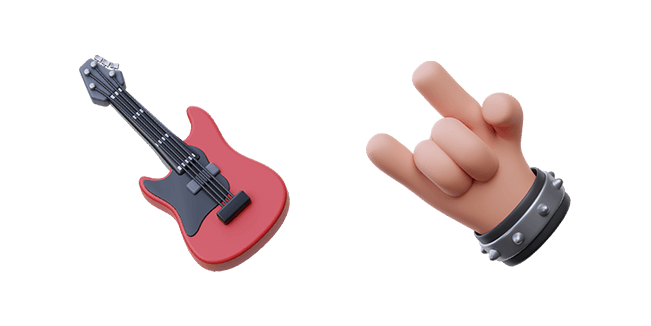 electric rock guitar & metal hand gesture 3D custom cursor