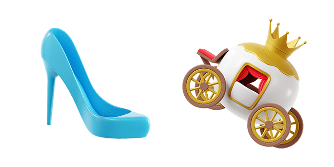 fairytale glass slipper & carriage 3D custom cursor