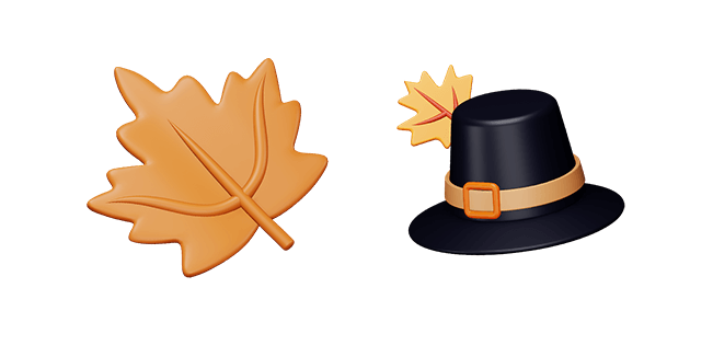 fall leaf & pilgrim hat 3D custom cursor