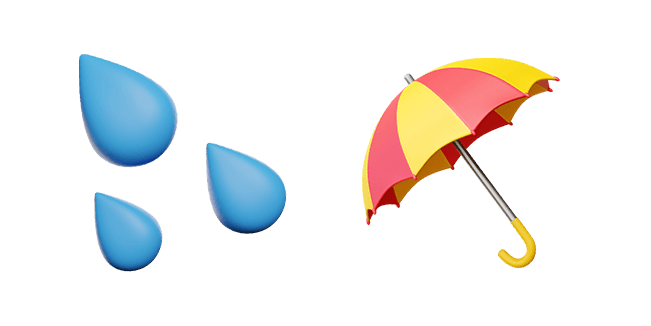 fall rain drops & umbrella 3D custom cursor