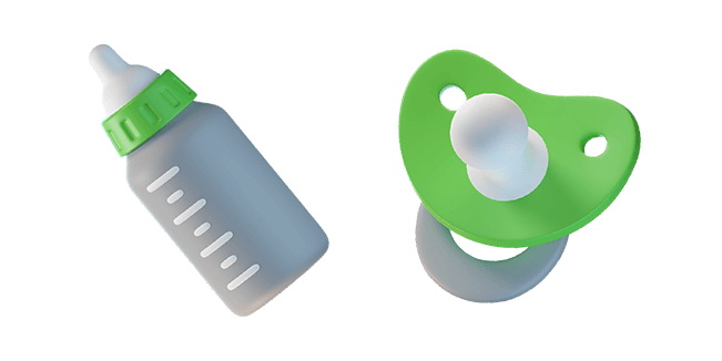 feeding bottle & green pacifier 3D custom cursor