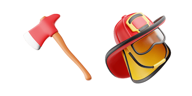 firefighter axe & helmet 3D custom cursor