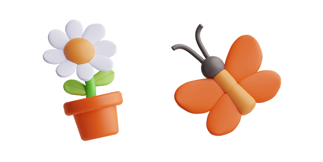 flower pot and butterfly 3D custom cursor