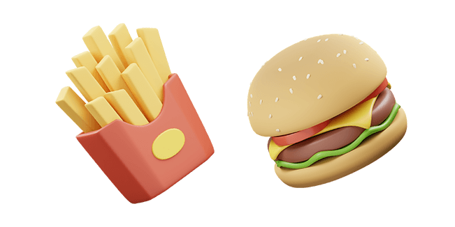 french fries & burger 3d custom cursor