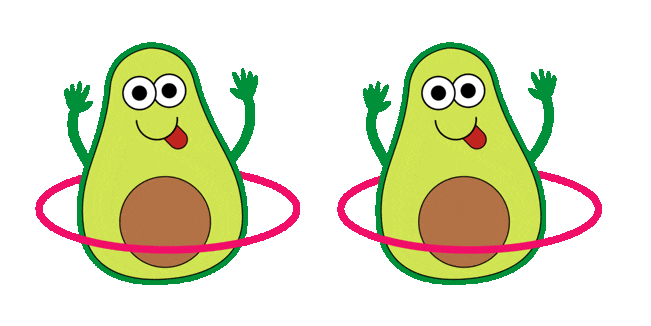 funny avocado with hula hoop animated custom cursor