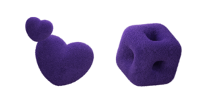 Fur Purple Hearts & Cube 3D Cursor - Sweezy Custom Cursors