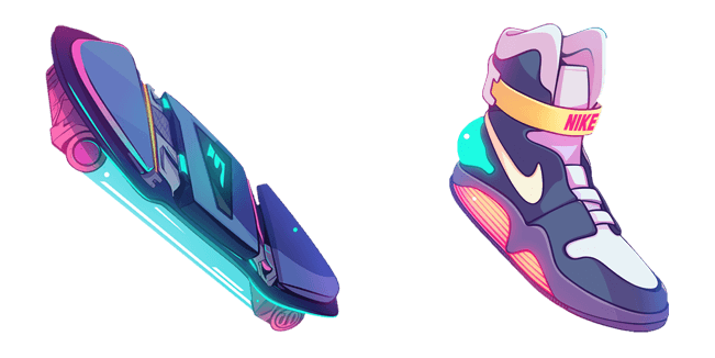 futuristic hoverboard and nike air mag custom cursor