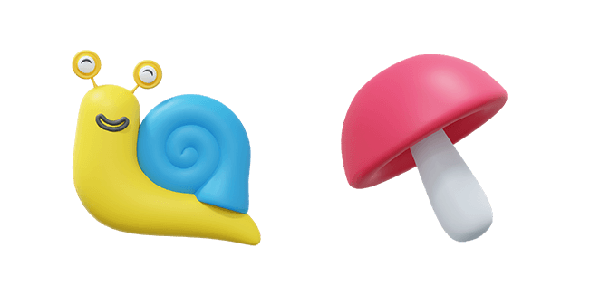 garden snail & red mushroom 3D custom cursor