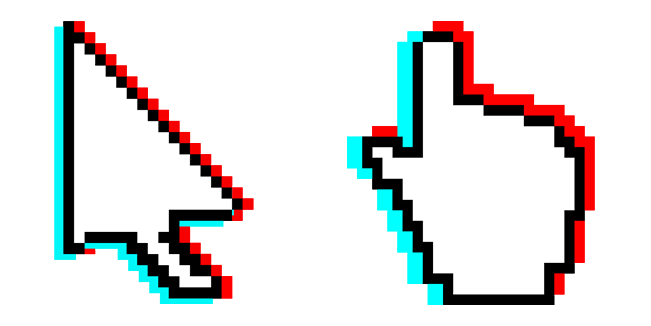 glitch color pixel custom cursor