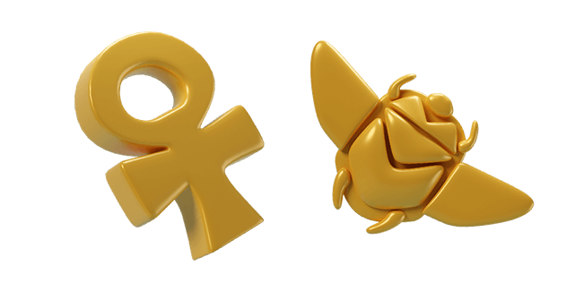 gold ankh & scarabaeus sacer 3D custom cursor