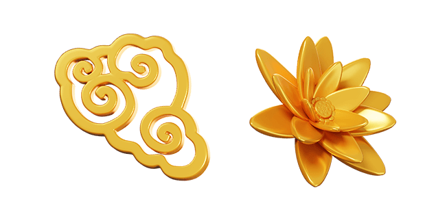 golden cloud & golden lotus 3d custom cursor