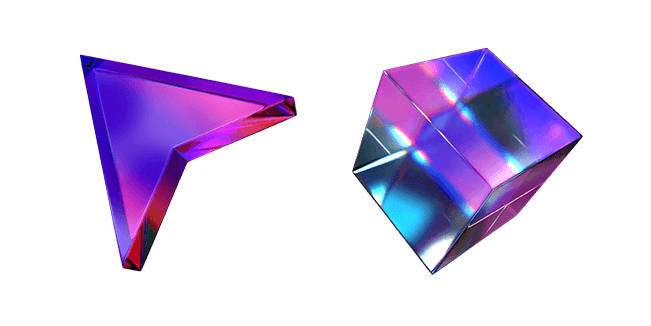 gradient glass arrow & cube 3D custom cursor