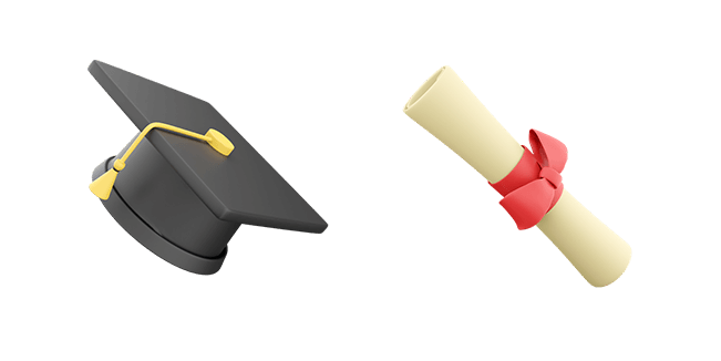 graduation hat & diploma 3D custom cursor