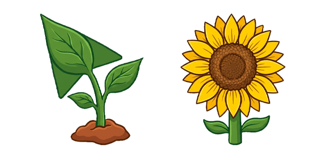 green leaf sprout and sunflower custom cursor
