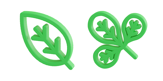 green leafs 3D custom cursor