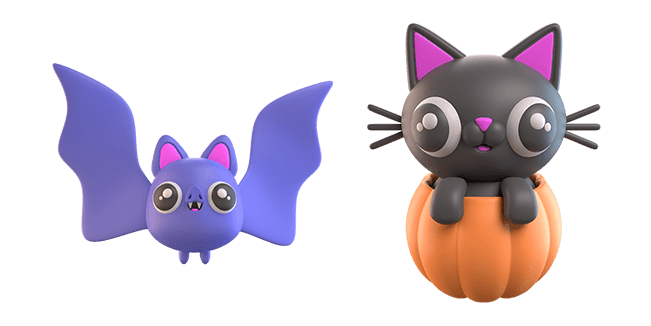 halloween cute bat cat in pumpkin 3d custom cursor