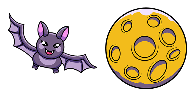 halloween cute bat full moon custom cursor