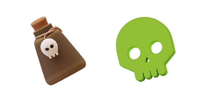 halloween poison and green skull 3d custom cursor