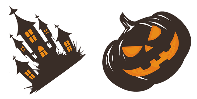 halloween spooky castle & pumpkin custom cursor