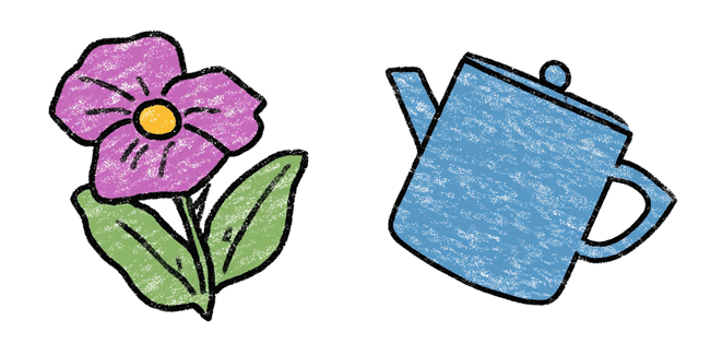 hand drawn flower and watering can custom cursor