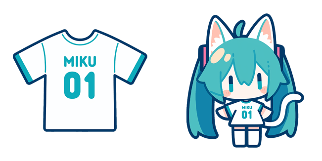 hatsune miku chibi catgirl and miku shirt custom cursor