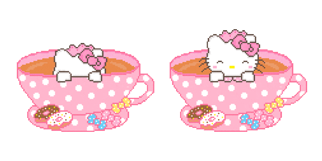 hello kitty in cup pixel animated custom cursor