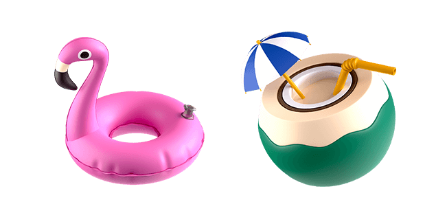 inflatable flamingo & fresh coconut 3D custom cursor