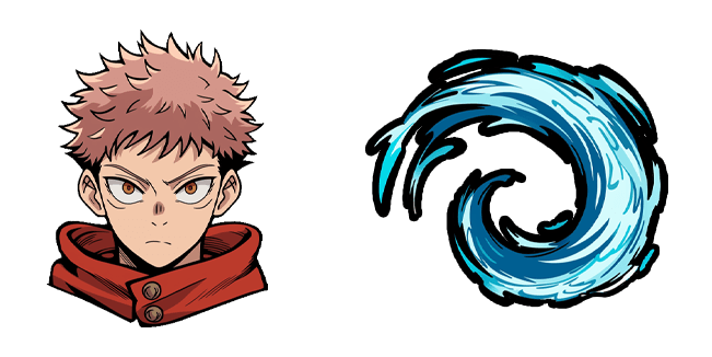 jujutsu kaisen yuji itadori and cursed energy swirl custom cursor