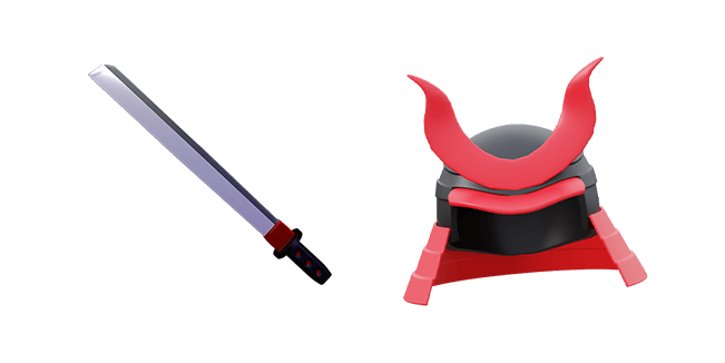 katana sword & samurai helmet 3D custom cursor