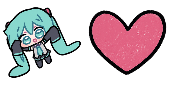 kawaii hatsune miku & heart custom cursor