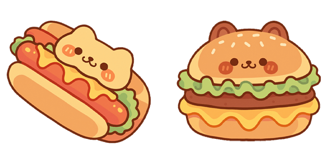 kawaii hotdog and burger custom cursor