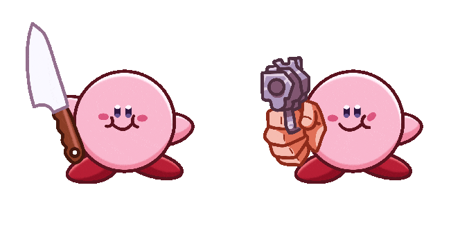 kirby with a knife gun meme animated custom cursor