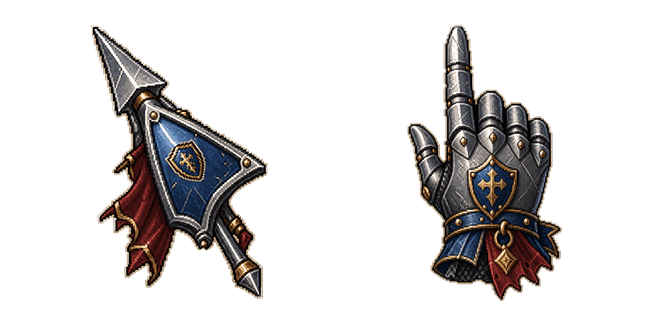 knight shield spear gauntlet pixel custom cursor