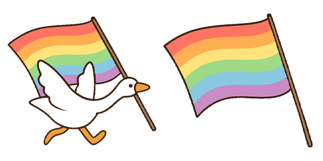 lgbtq goose and rainbow flag custom cursor