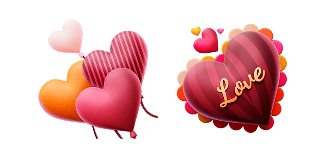 love heart balloons 3D custom cursor