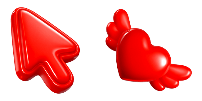 lovecore fly heart 3d custom cursor
