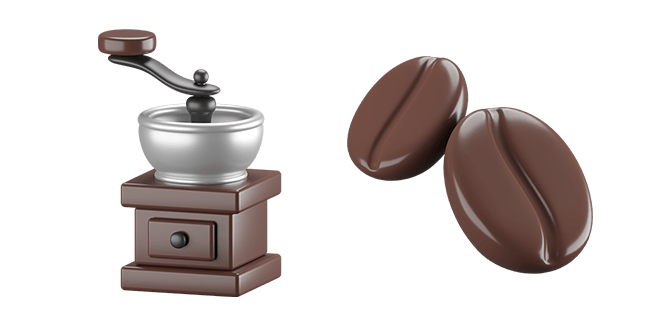 manual grinder & coffee beans 3D custom cursor