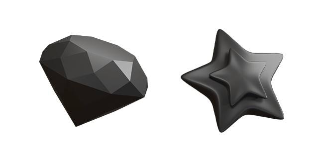 matt black diamond & star 3D custom cursor