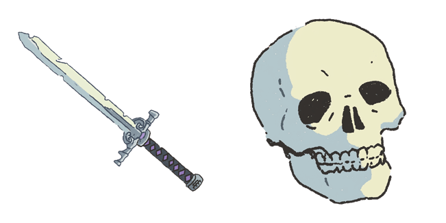 medieval sword and human skull custom cursor