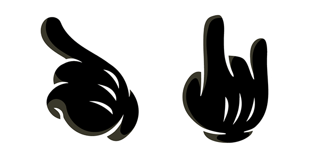 mickey mouse black hand rock on custom cursor