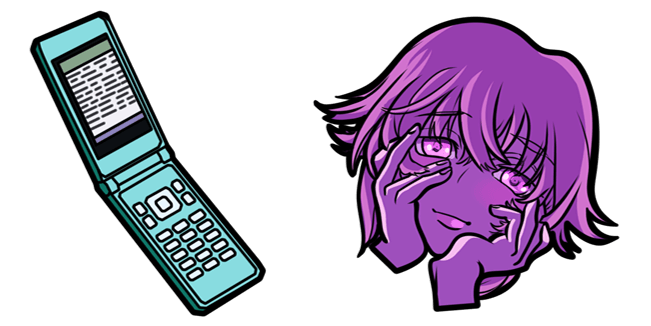 Mirai Nikki Yuno Gasai & Phone Cursor - Sweezy Custom Cursors