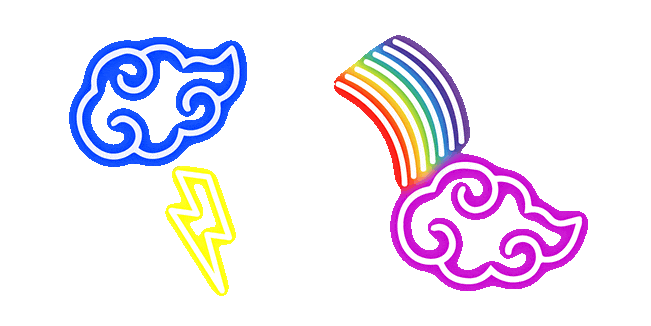 neon cloud lightnings rainbow animated custom cursor