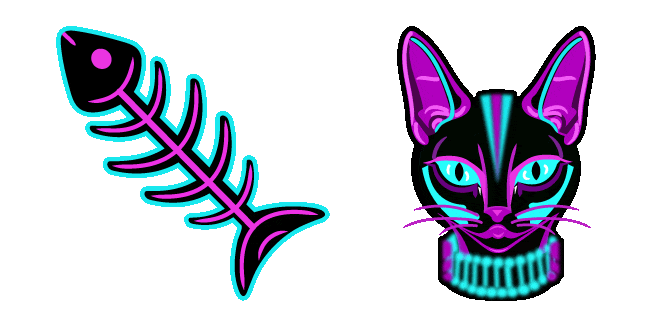 neon fish skeleton cat animated custom cursor